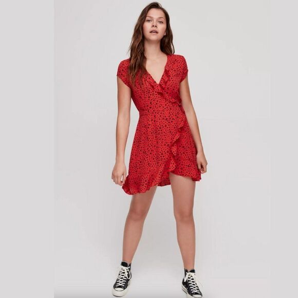 Aritzia Sunday Best Savoy Dress in High Risk Red/Black - Picture 2 of 6